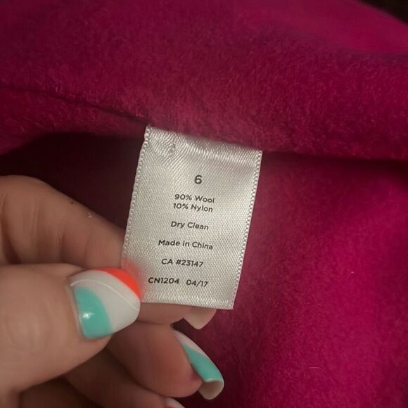 ✨TALBOTS RUFFLE-NECK DOUBLE-FACE SZ 6 HOT PINK JACKET✨ - Picture 7 of 8